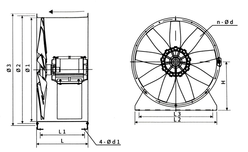 Industrial Exhaust Ventilator Axial Flow Fan POG